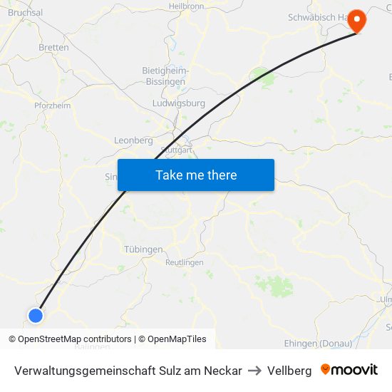 Verwaltungsgemeinschaft Sulz am Neckar to Vellberg map