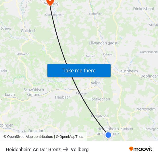 Heidenheim An Der Brenz to Vellberg map