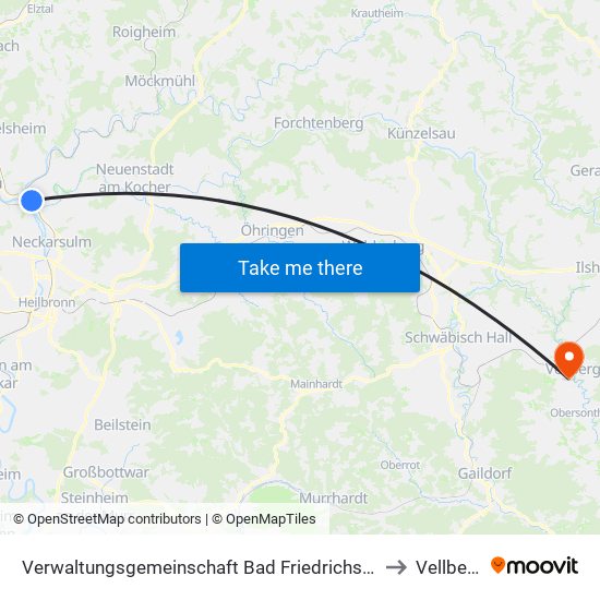 Verwaltungsgemeinschaft Bad Friedrichshall to Vellberg map
