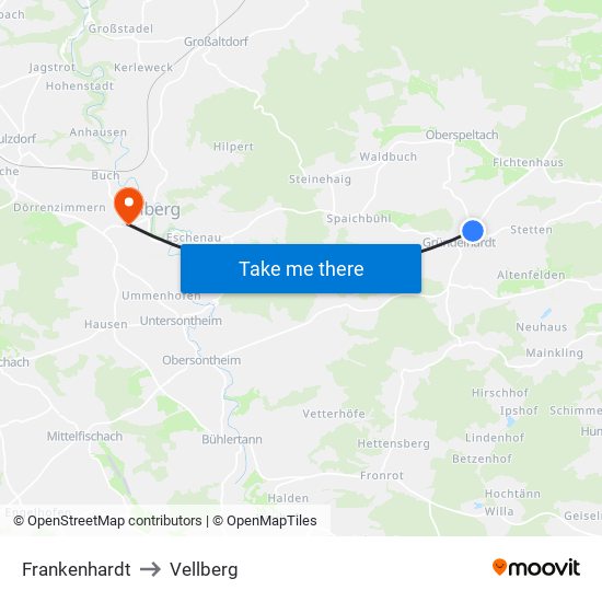 Frankenhardt to Vellberg map