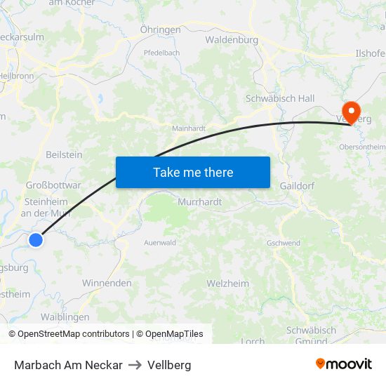 Marbach Am Neckar to Vellberg map