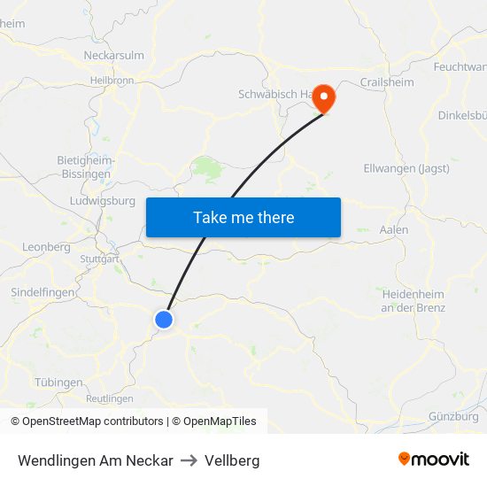 Wendlingen Am Neckar to Vellberg map