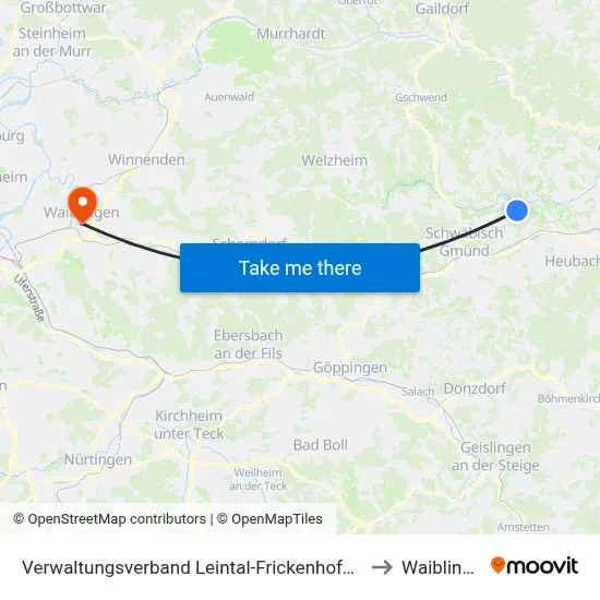 Verwaltungsverband Leintal-Frickenhofer Höhe to Waiblingen map