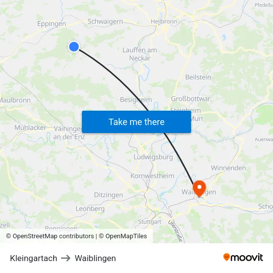 Kleingartach to Waiblingen map