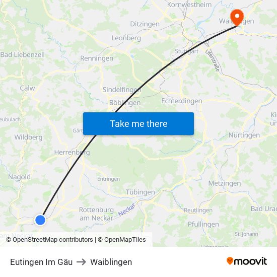 Eutingen Im Gäu to Waiblingen map