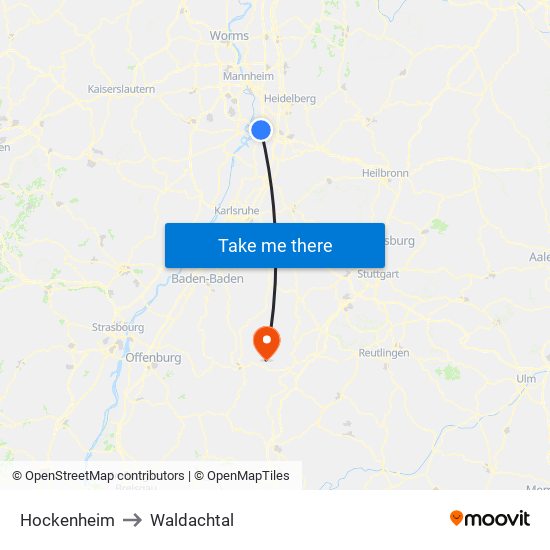 Hockenheim to Waldachtal map