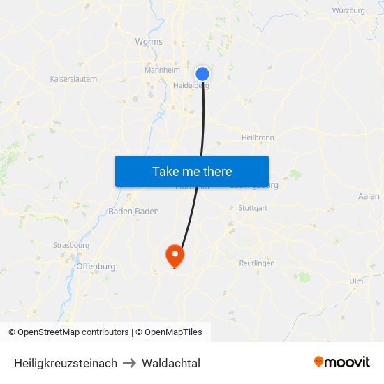 Heiligkreuzsteinach to Waldachtal map