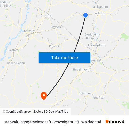 Verwaltungsgemeinschaft Schwaigern to Waldachtal map