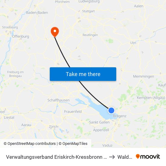 Verwaltungsverband Eriskirch-Kressbronn am Bodensee-Langenargen to Waldachtal map