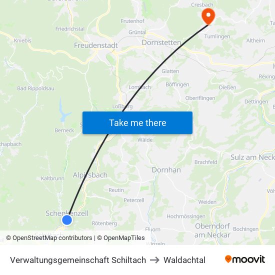 Verwaltungsgemeinschaft Schiltach to Waldachtal map