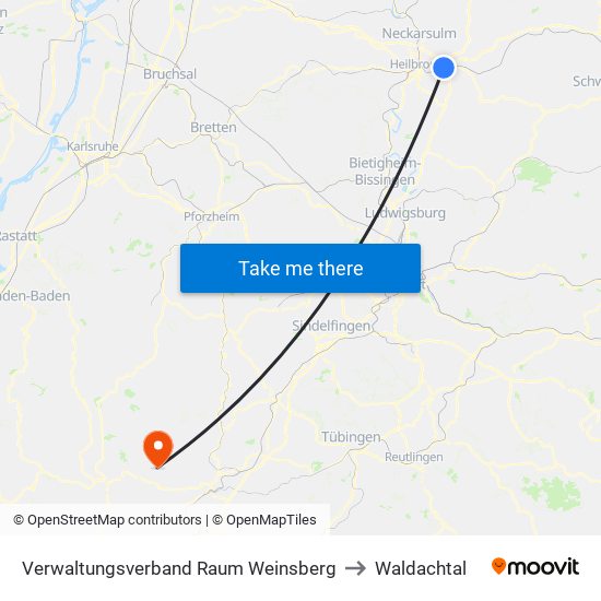 Verwaltungsverband Raum Weinsberg to Waldachtal map