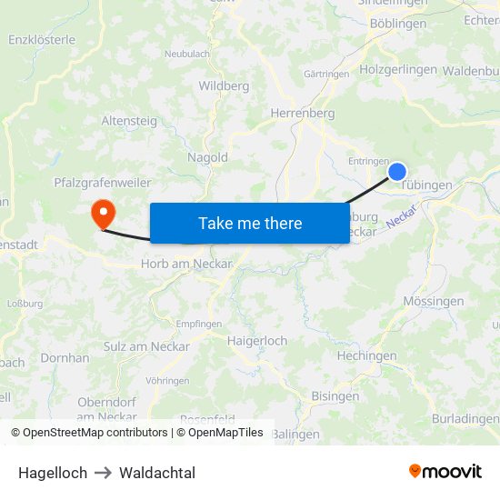 Hagelloch to Waldachtal map