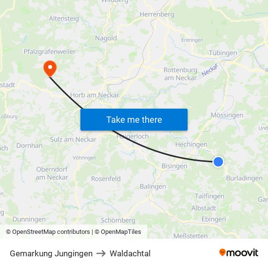 Gemarkung Jungingen to Waldachtal map
