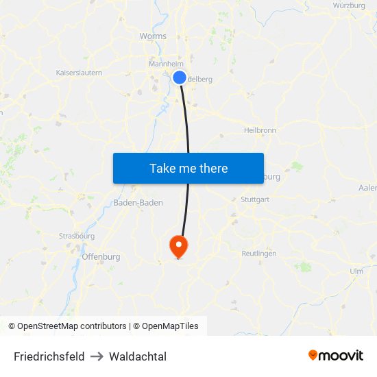 Friedrichsfeld to Waldachtal map