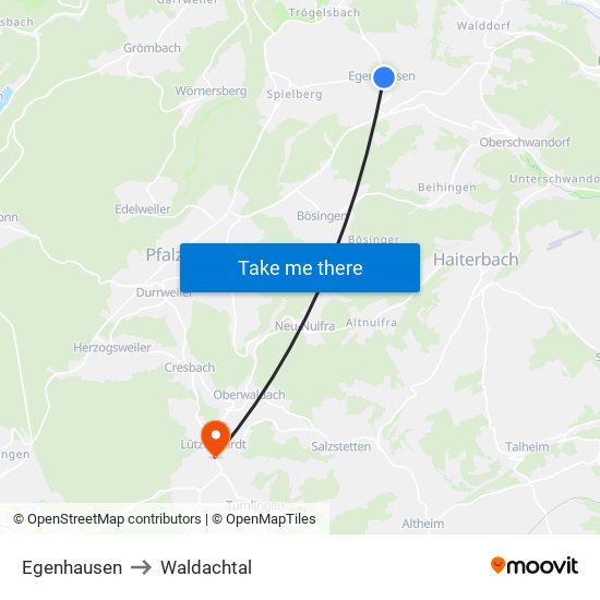 Egenhausen to Waldachtal map