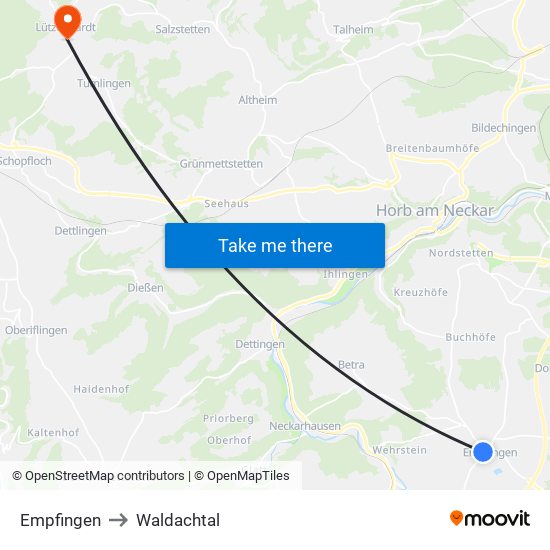 Empfingen to Waldachtal map