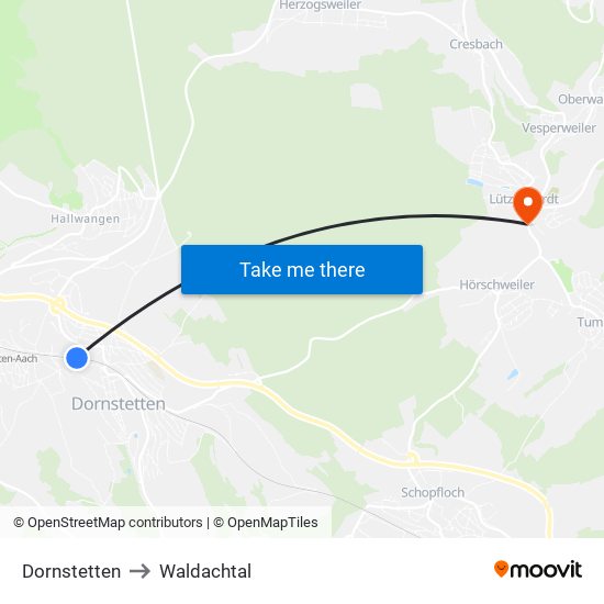 Dornstetten to Waldachtal map