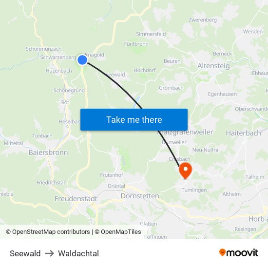 Seewald to Waldachtal map