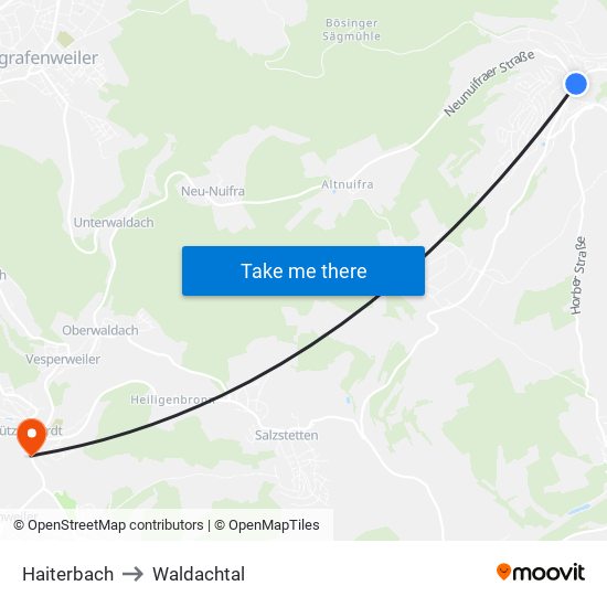 Haiterbach to Waldachtal map