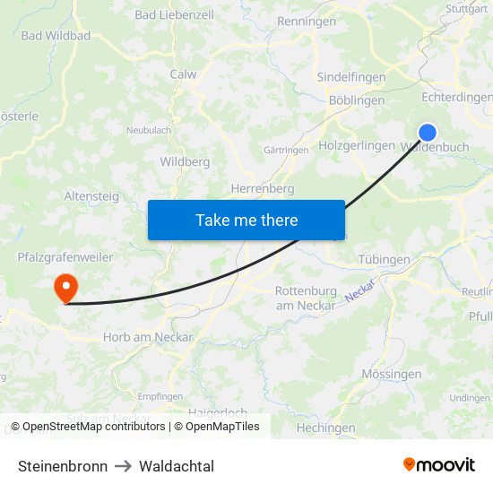 Steinenbronn to Waldachtal map