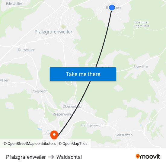 Pfalzgrafenweiler to Waldachtal map