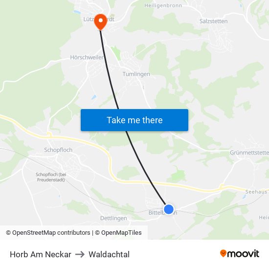Horb Am Neckar to Waldachtal map