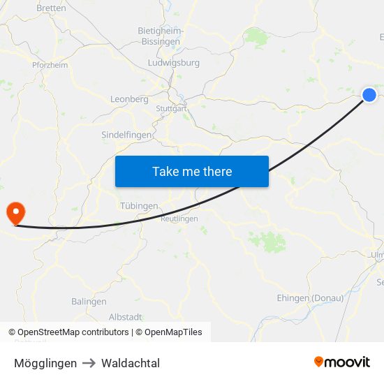 Mögglingen to Waldachtal map