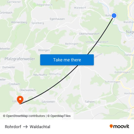 Rohrdorf to Waldachtal map