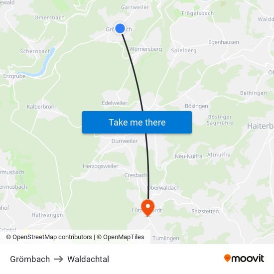 Grömbach to Waldachtal map