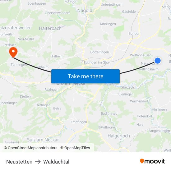 Neustetten to Waldachtal map