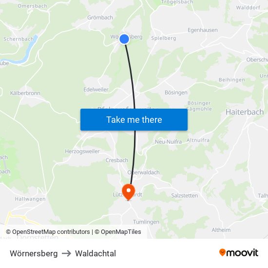 Wörnersberg to Waldachtal map