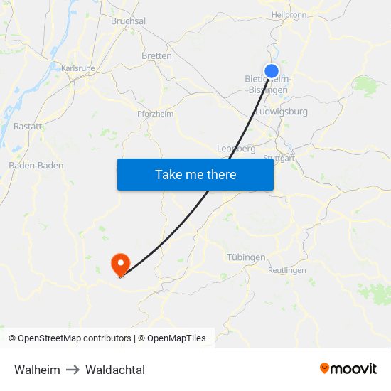 Walheim to Waldachtal map