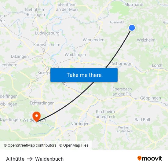 Althütte to Waldenbuch map