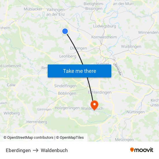 Eberdingen to Waldenbuch map