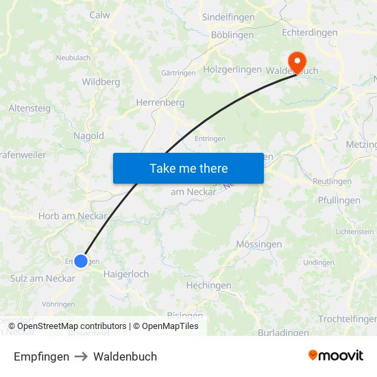 Empfingen to Waldenbuch map