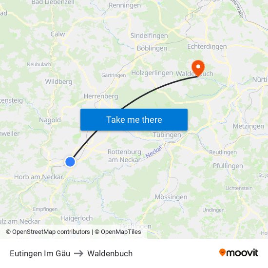 Eutingen Im Gäu to Waldenbuch map