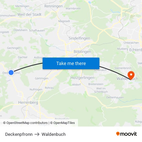 Deckenpfronn to Waldenbuch map