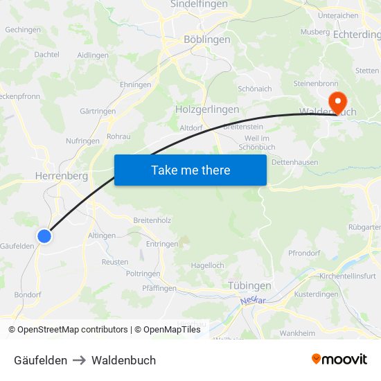 Gäufelden to Waldenbuch map