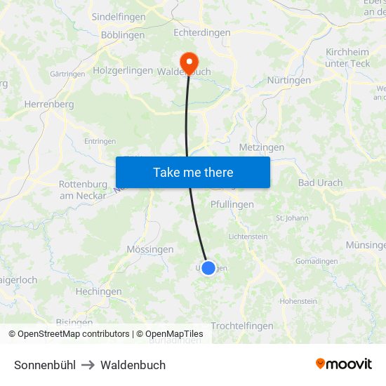 Sonnenbühl to Waldenbuch map