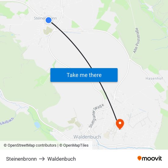 Steinenbronn to Waldenbuch map