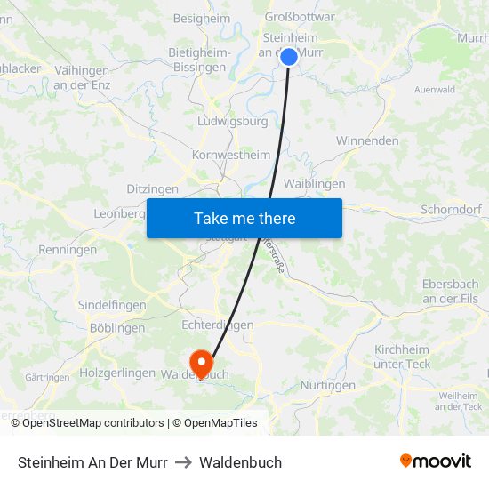 Steinheim An Der Murr to Waldenbuch map