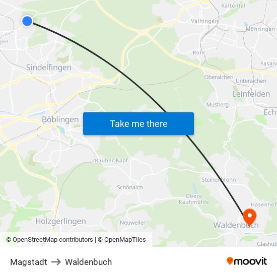 Magstadt to Waldenbuch map