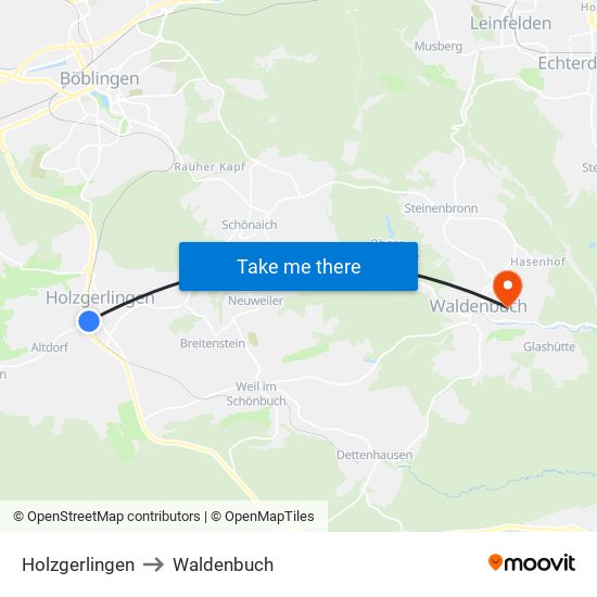 Holzgerlingen to Waldenbuch map