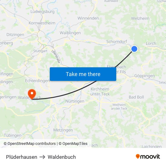 Plüderhausen to Waldenbuch map