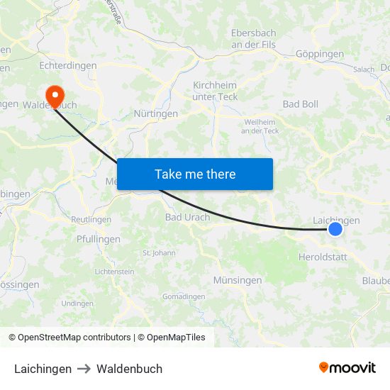 Laichingen to Waldenbuch map