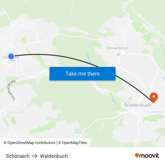 Schönaich to Waldenbuch map