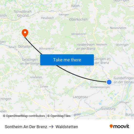 Sontheim An Der Brenz to Waldstetten map