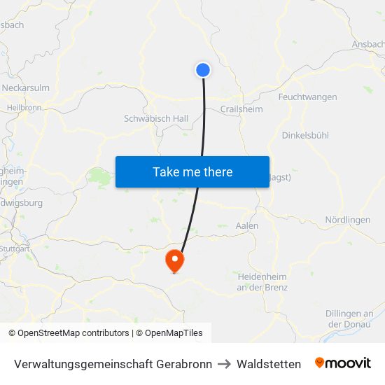 Verwaltungsgemeinschaft Gerabronn to Waldstetten map