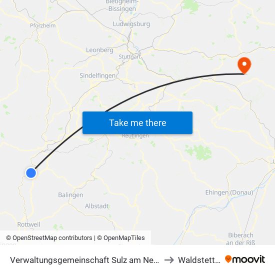 Verwaltungsgemeinschaft Sulz am Neckar to Waldstetten map