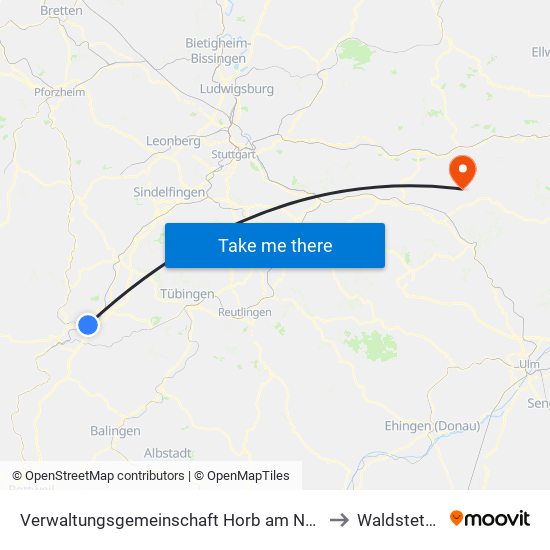 Verwaltungsgemeinschaft Horb am Neckar to Waldstetten map